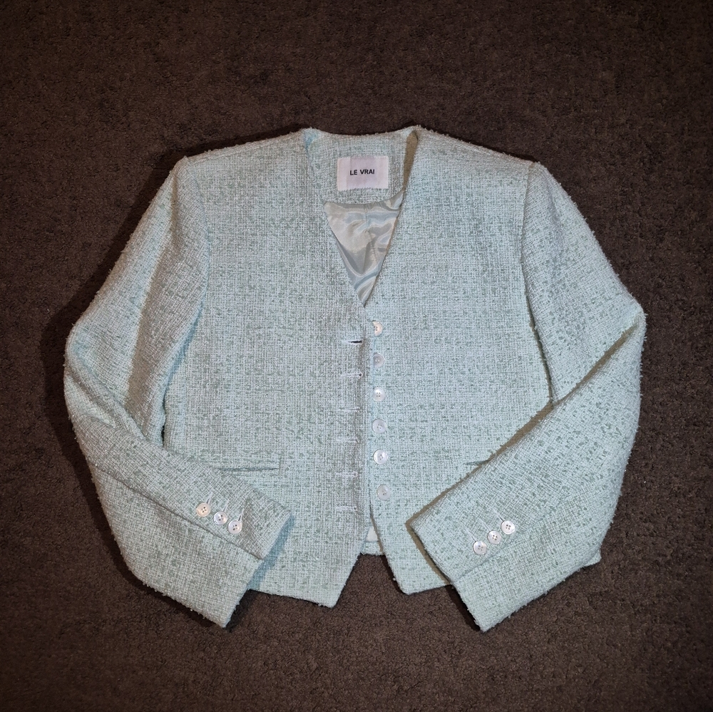 Light Green Tweed Blazer - image 1